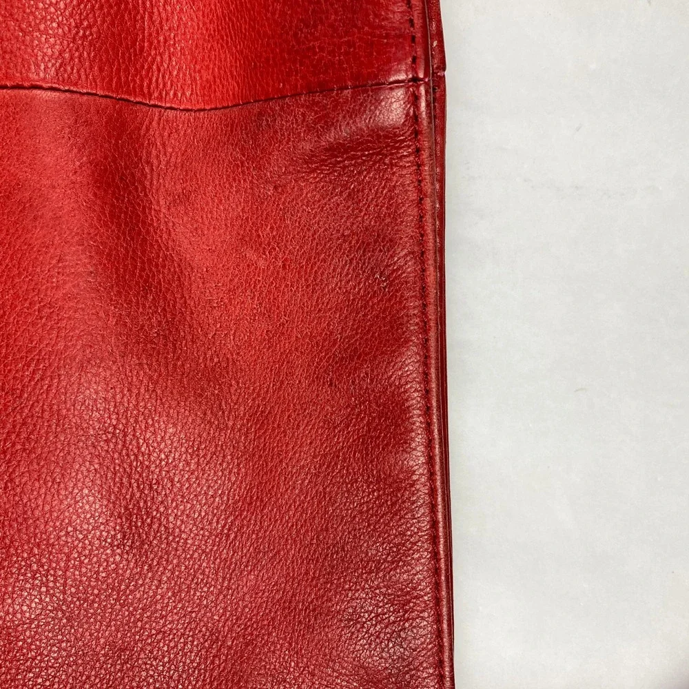 J.Jill Leather Purse Red Crossbody Hobo Bag - Flawed